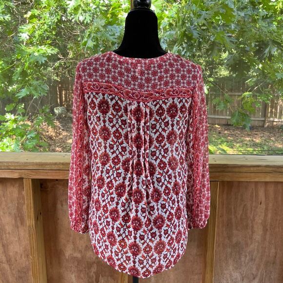 Joie Women's Auberon B Print Silk Top In Coral Rose Size M - Picture 5 of 10